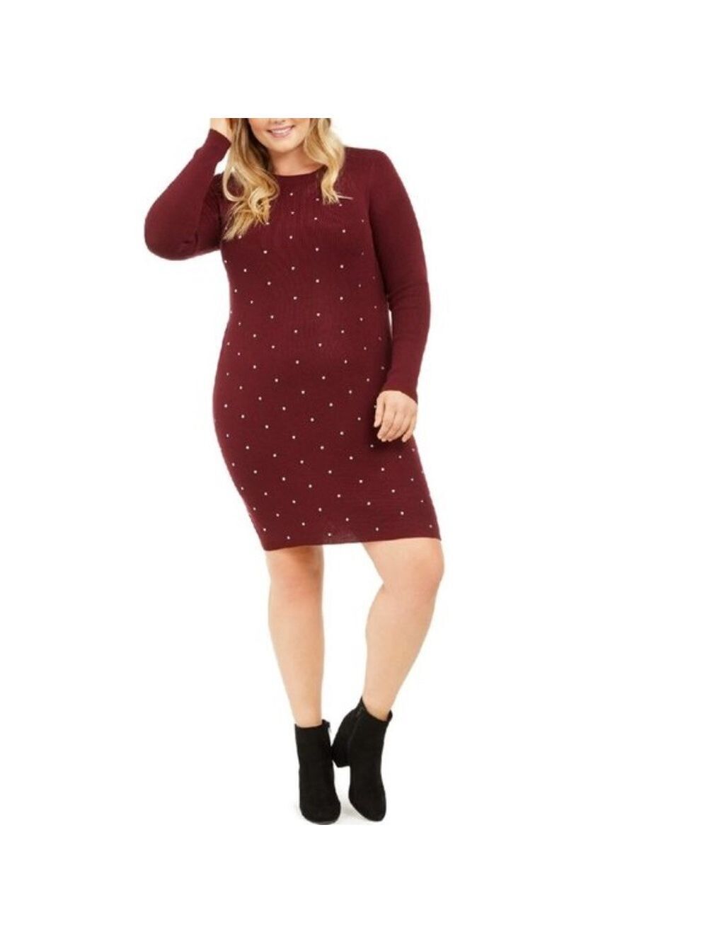 Derek Heart Trendy PlusSize Studded Sweater Dress